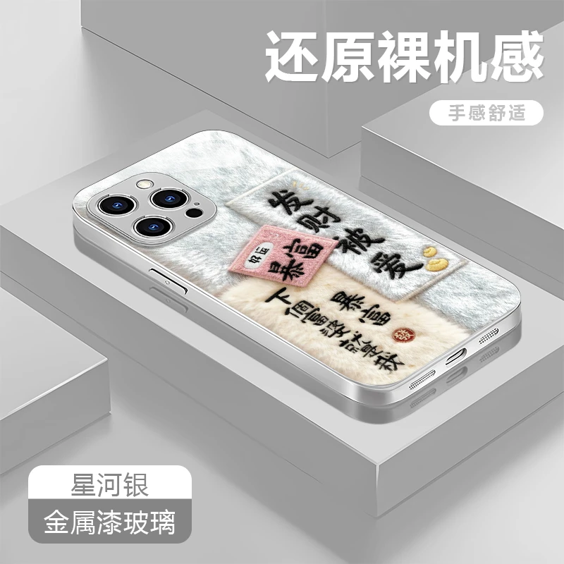 发财被爱适用苹果17/16华为P70/vivo/oppo金属漆玻璃防摔手机壳女