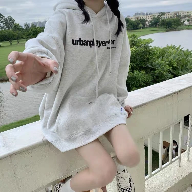 oversize美式连帽卫衣外套男女同款薄款慵懒男友风春秋季款