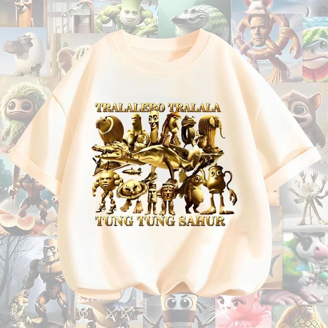 圆领排汗韩版短袖T恤儿童山海经男童ins衣服大码夏季欧若精灵风