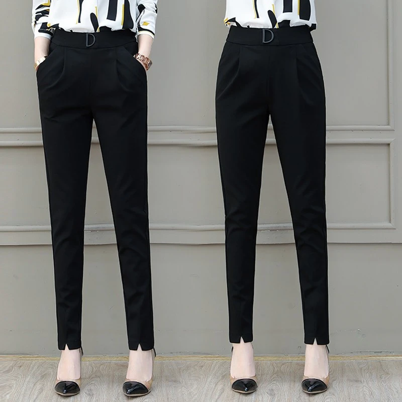 小脚哈伦西装裤女小个子女2025夏季新款爆款弹力高级OL职业九分裤