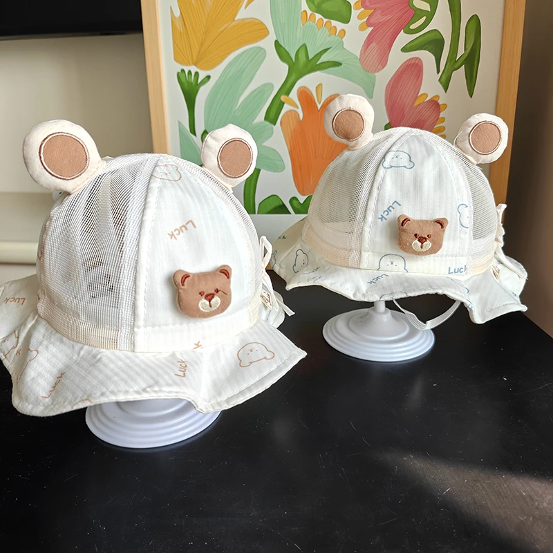 头围42-48（建议6-18月）儿童夏天宝宝渔夫帽薄款镂空半网季盆帽网