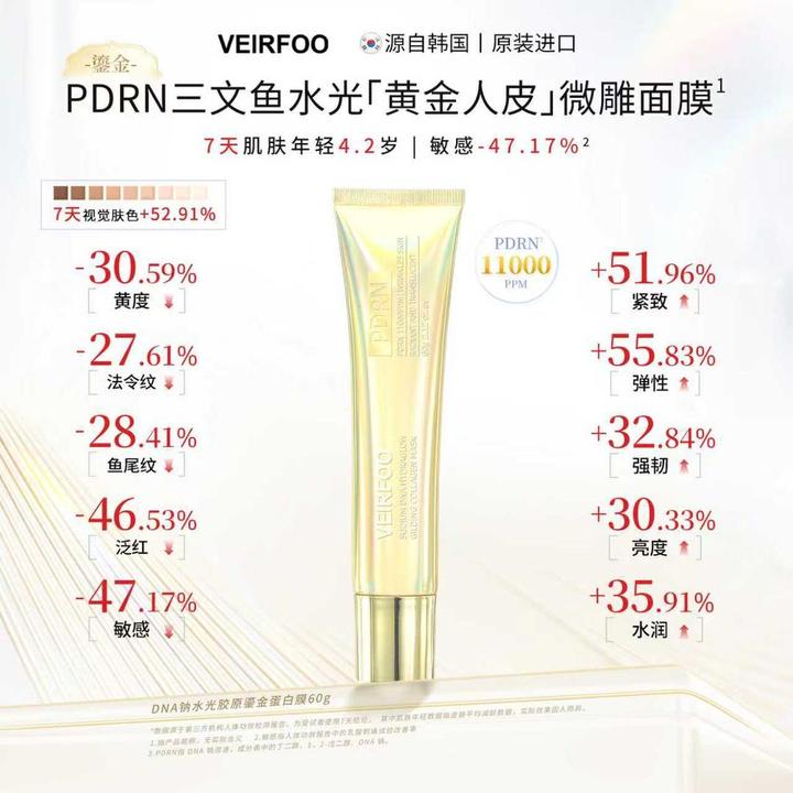 VEIRFOO DNA钠水光胶原鎏金蛋白膜XD