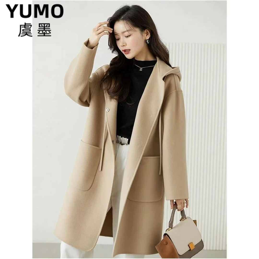 W774长款毛呢外套驼色羊毛大衣显瘦