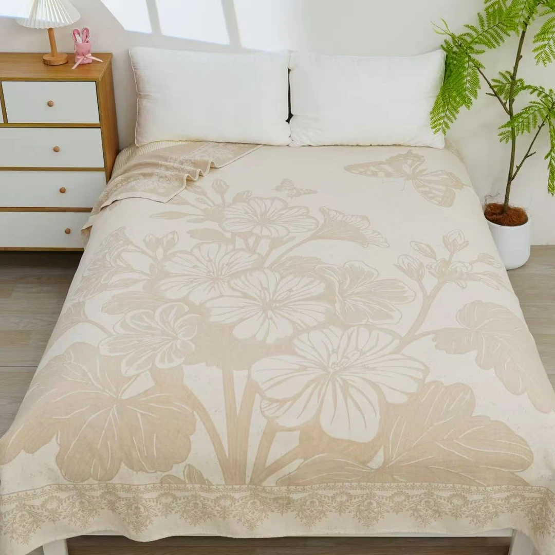 【蝶恋花】高奢亲肤舒适柔软罗布麻盖毯双面可用