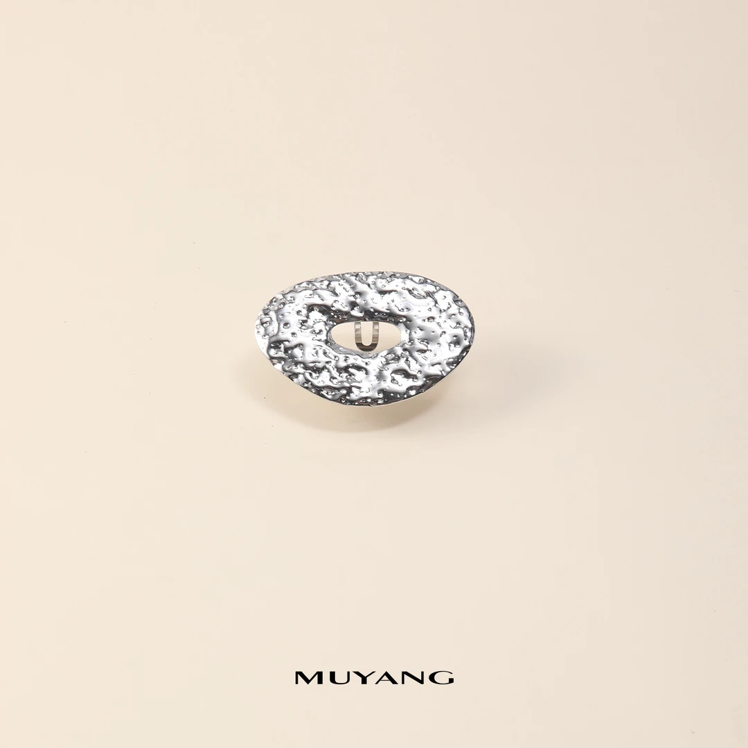 muyang/慕阳 钛钢戒指 戒指气质百搭简约银色银盘戒指