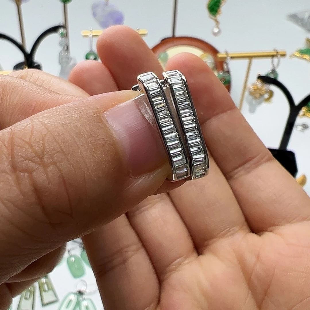 翡翠银S925镶嵌耳饰耳包