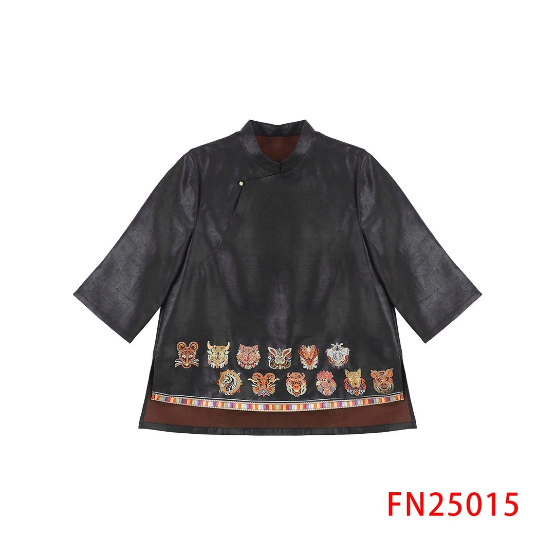 【粉丝专享】12生肖原色龟纹绣花上衣  FN25015