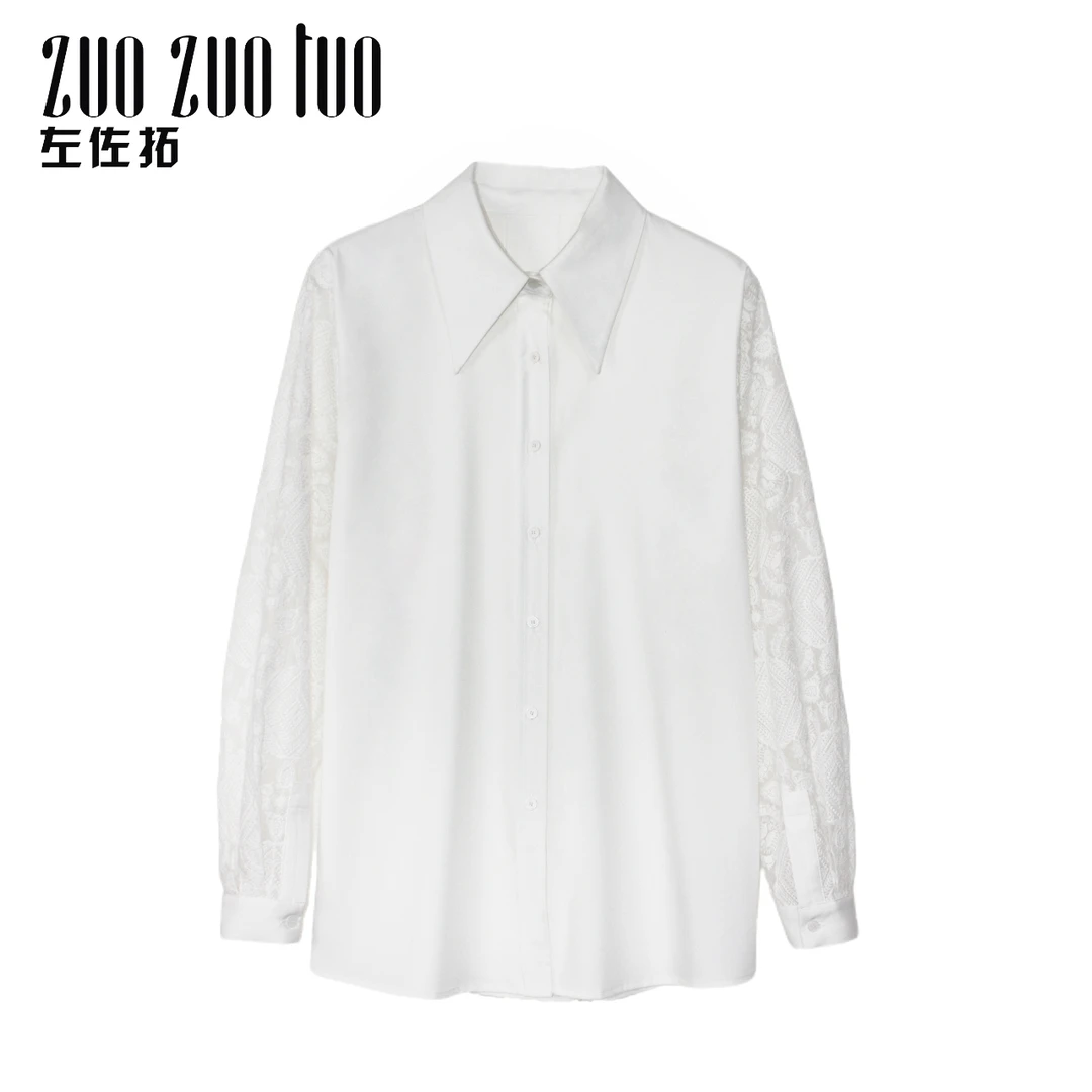 ZUOZUOTUO左佐拓秋季新款女装时尚百搭高级设计绣花衬衣11575可赠