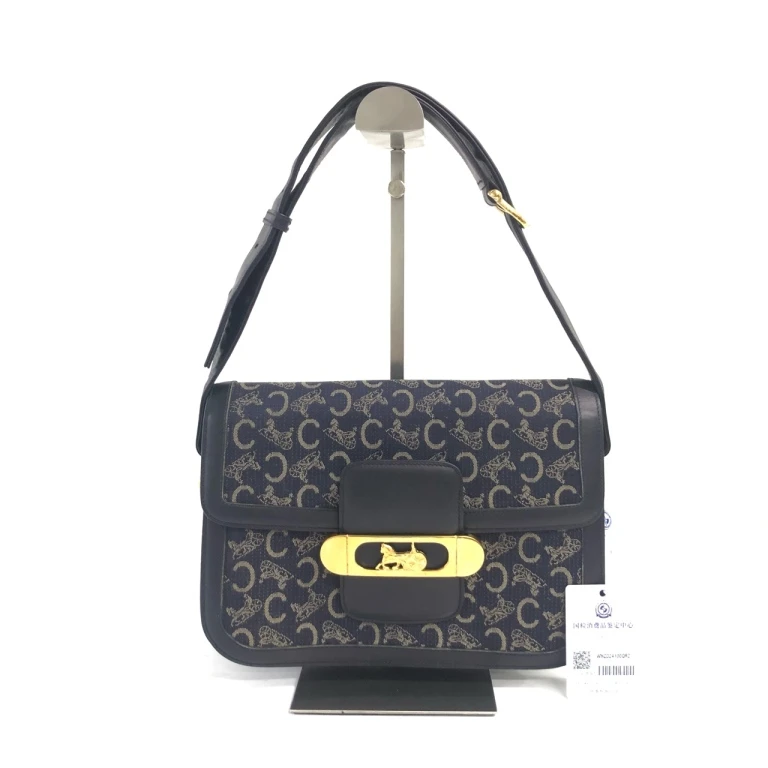 95新 Celine/思琳 安洁利严选 celine金扣帆布腋下包 WHL410099H