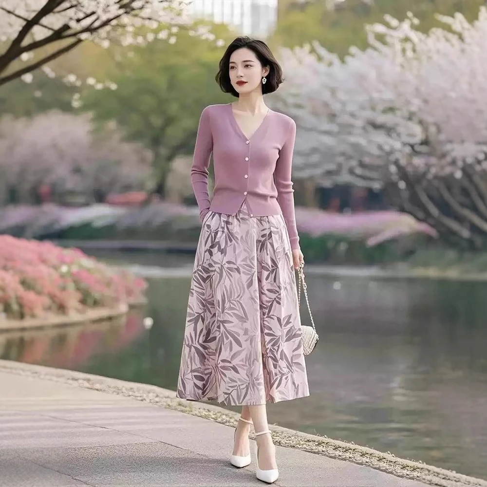 时尚气质显瘦洋气减龄蕾丝针织法式女神春季女装套装2025年春季新