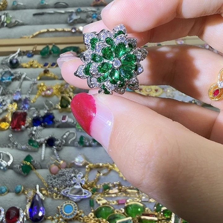 戒指水晶银S925镶嵌