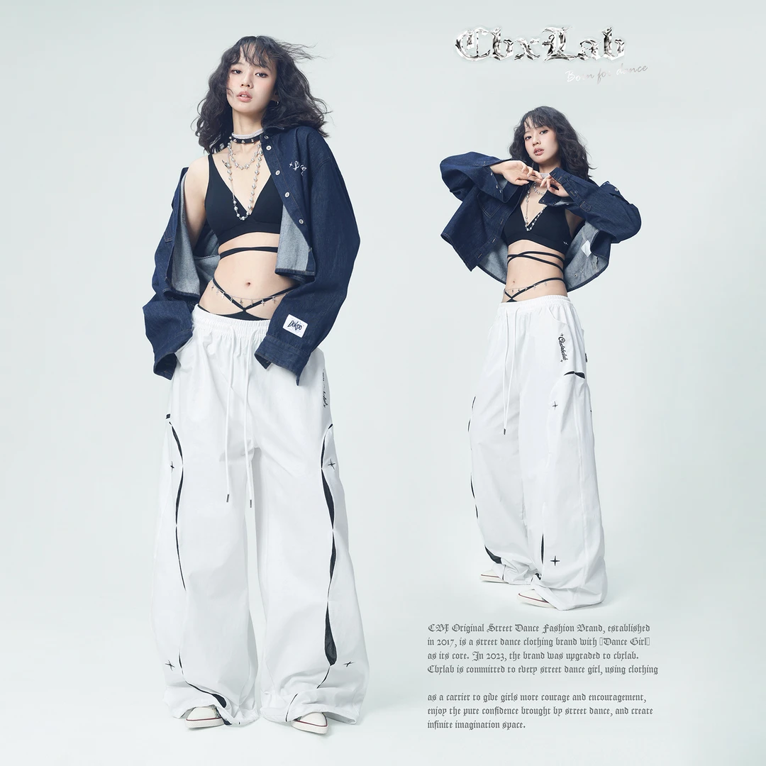 【达人专属】CBXLAB街舞潮牌机能网纱拼接oversize运动裤街头宽松