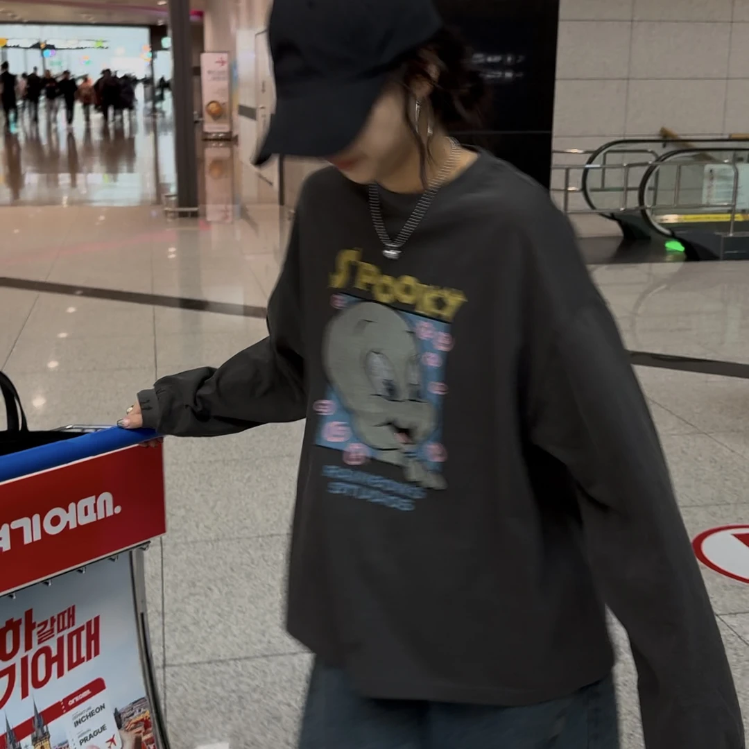 ｛귤 언니｝re自留ins好料水洗T恤