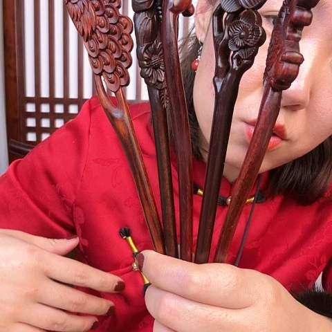 非洲紫檀（红花梨）发簪 直播间为准