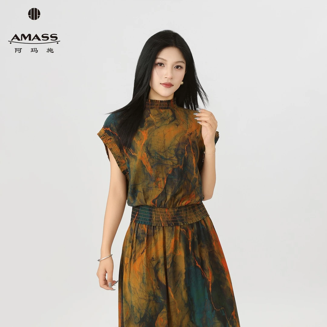 AMASS/阿玛施法式温柔气质小衫新款夏季时髦飞飞袖上衣马甲530070