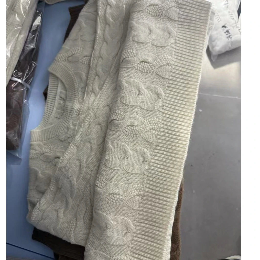 新款女士圆领百搭长袖山羊绒绞花女山羊绒401女针织保暖