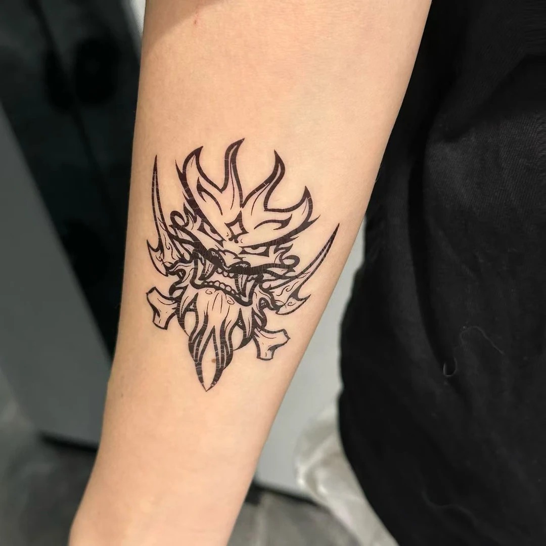 【来鸭】龙叔历险记小玉同款尼嘉面具纹身贴召唤黑影兵团纹身脚腕