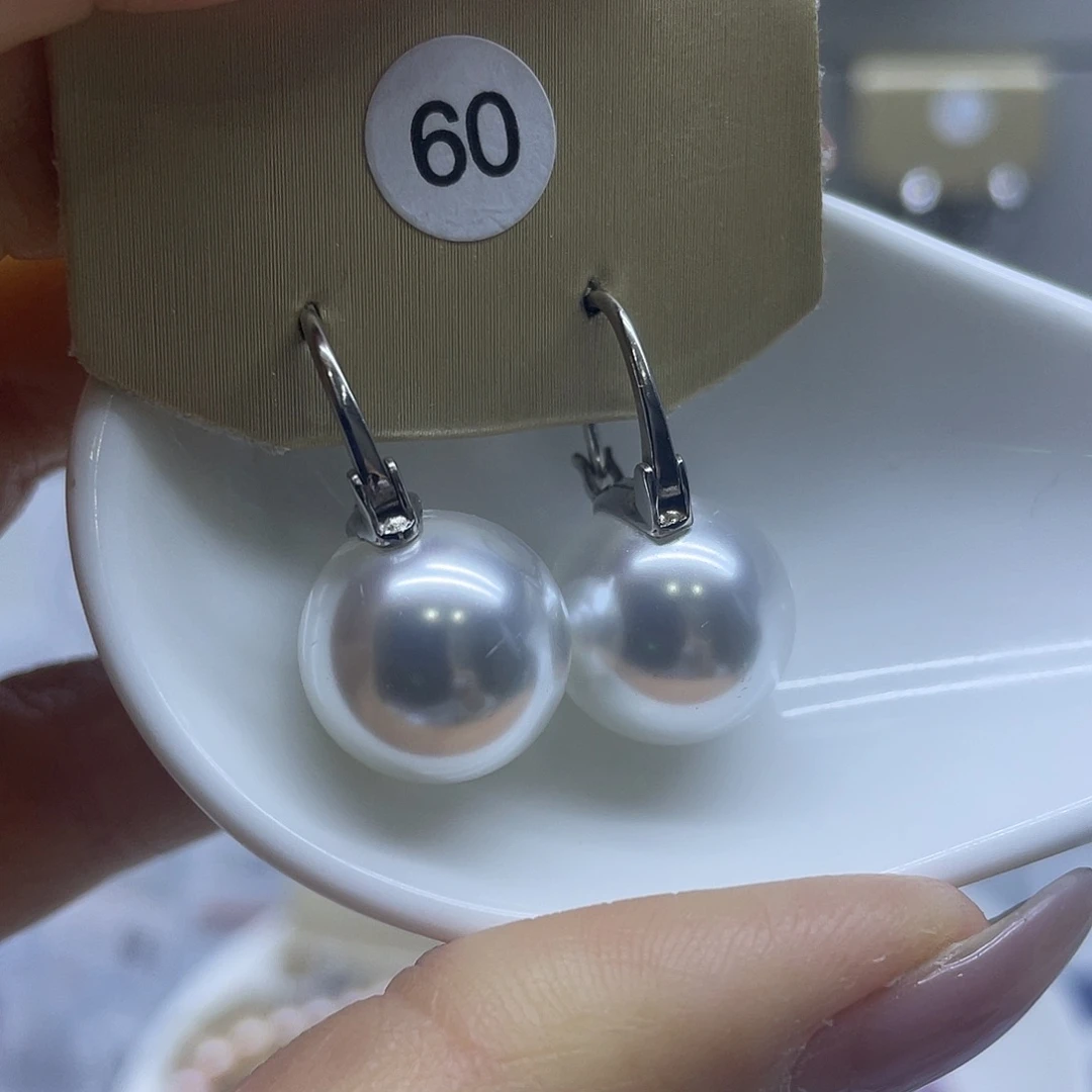 耳饰银S925镶嵌淡水珍珠