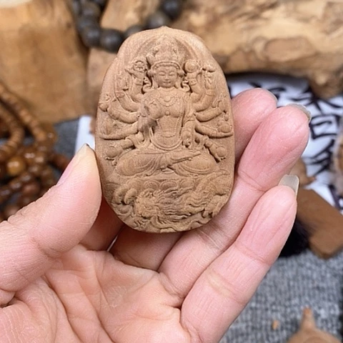 檀香木手串/手链老山檀香雕刻千手吊坠微瑕疵