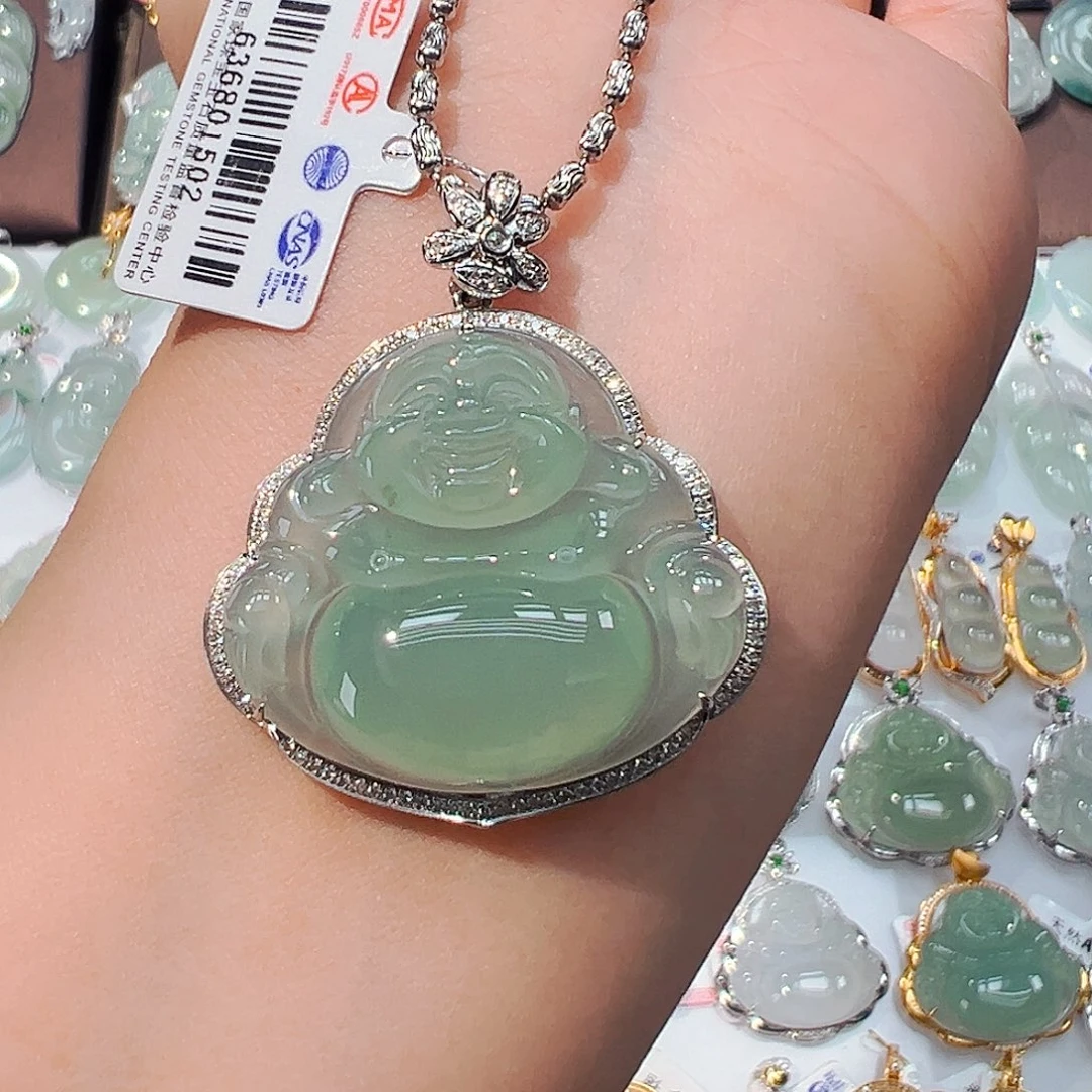 翡翠18K金镶嵌吊坠(不含链)佛公