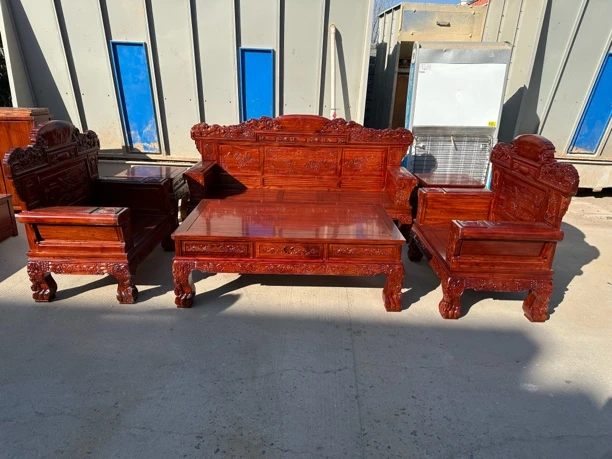 九五至尊客厅古典家用雕花沙发北方老榆木