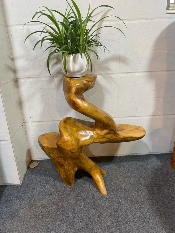 香樟木树根老料底座花架直径66高63