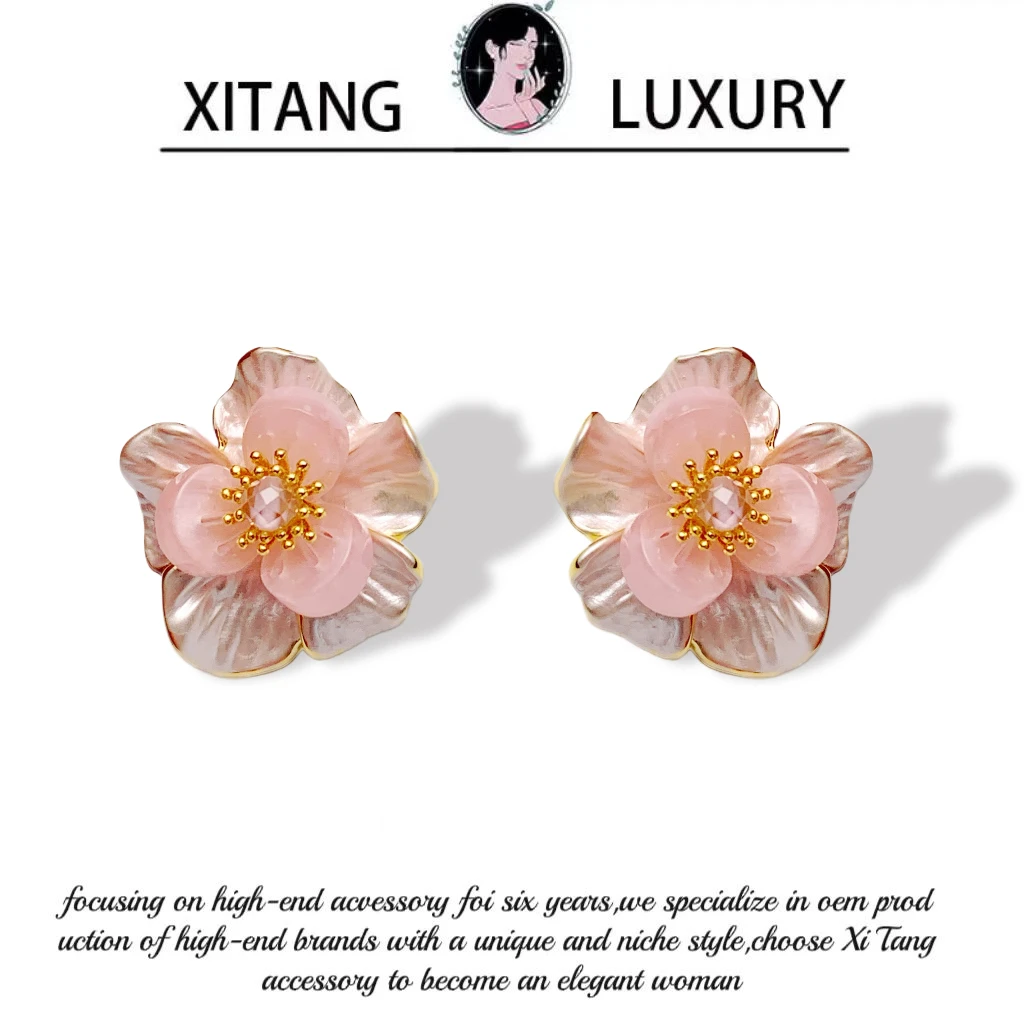 铜合金耳饰 《樱花梦》古风可爱简约超仙清新耳钉耳环耳坠8122