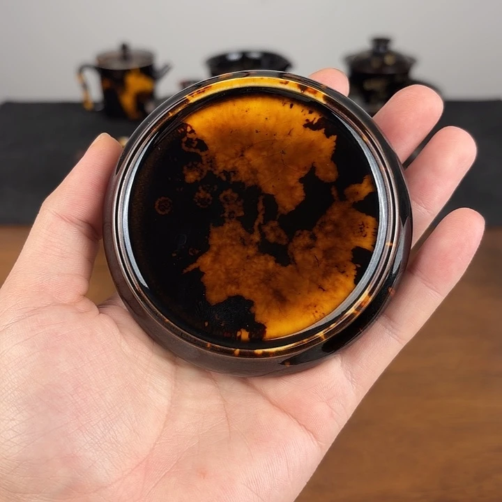 瓷玳瑁釉扁平盖置