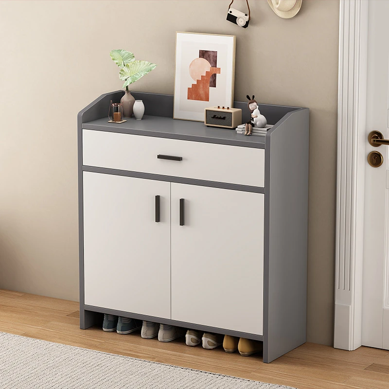 楼道鞋柜家用门口走廊室内入户门外玄关柜新款爆款实木色鞋架