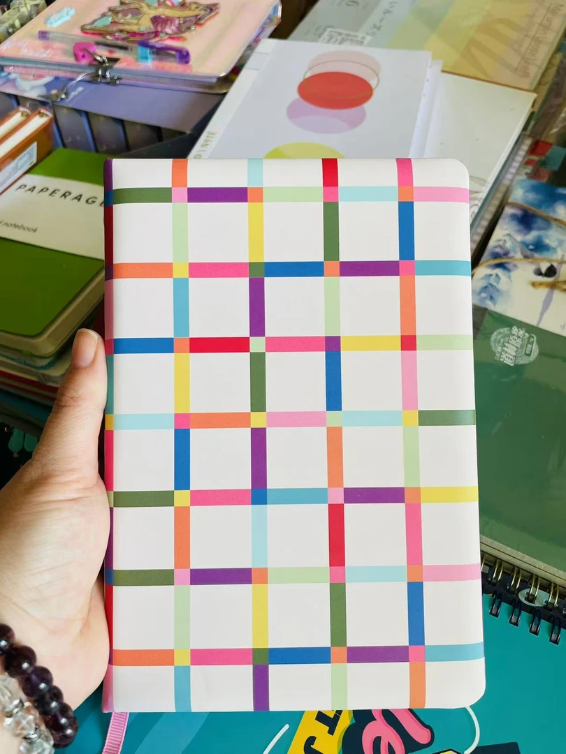 外单缤纷色彩格子软面包皮横线本A5记事本工作学习笔记本