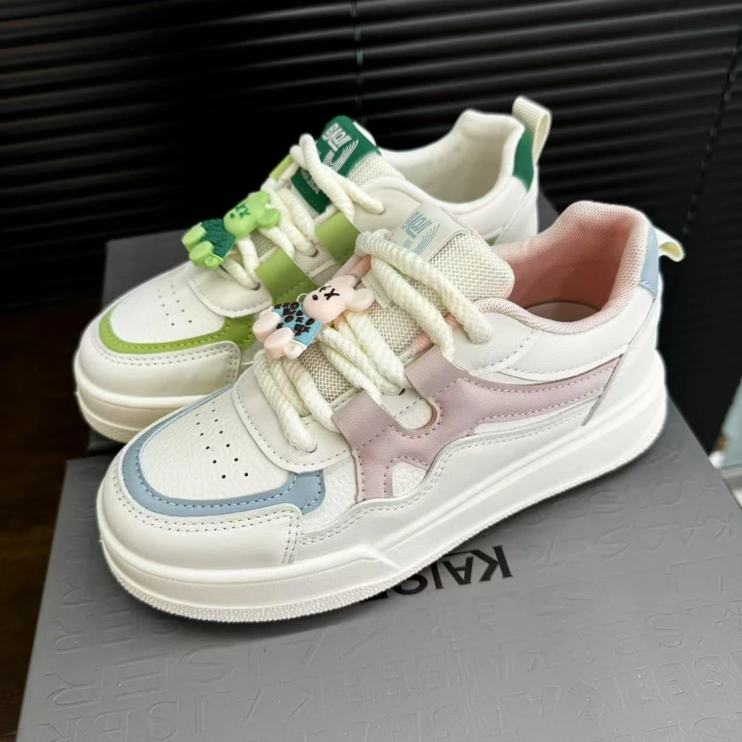 学生运动板鞋女2025年春季新款厚底增高休闲女鞋真皮 Y109 XFL 检