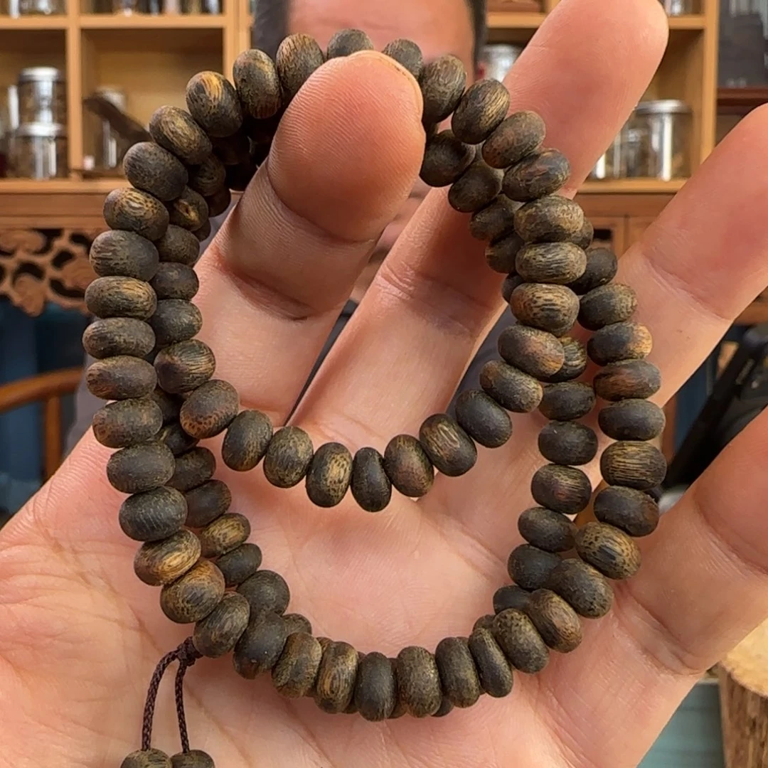 手串沉香奇楠金沙叶沉水算盘珠20克