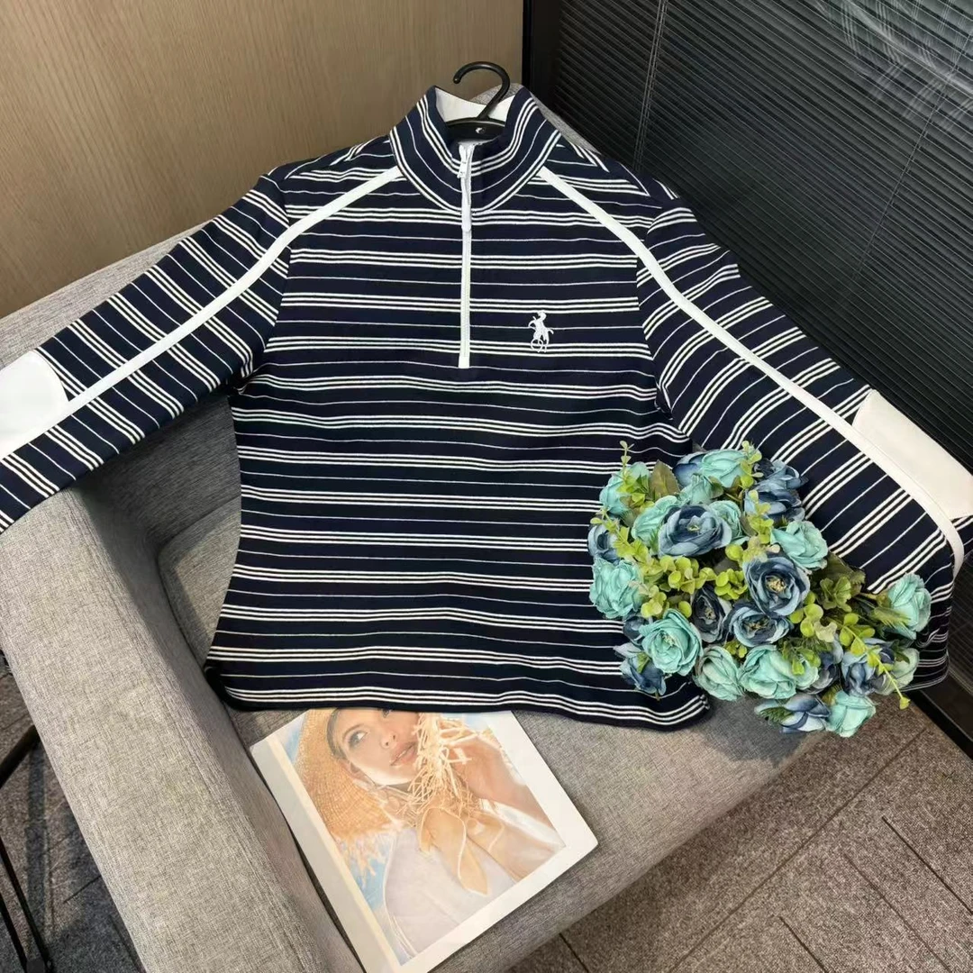 早秋新款时尚舒适轻柔螺纹拼色女款长袖-G50780