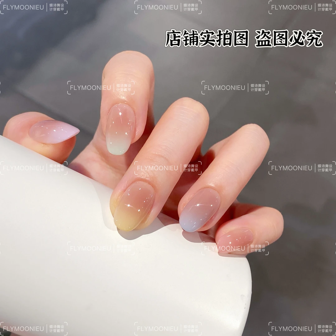 五彩祥云  蝶诗舞 纯手工定制美甲贴片 元气夏天定制穿戴甲10片