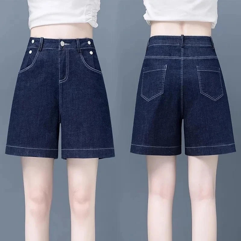 牛仔短裤女夏季2025新款高腰显瘦A字四分裤宽松休闲外穿热裤薄款