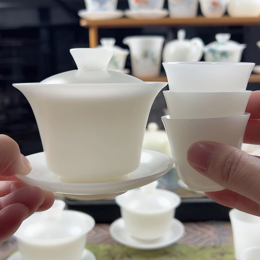 素烧璞玉马蹄盖碗满容160ml+3个45ml美人杯