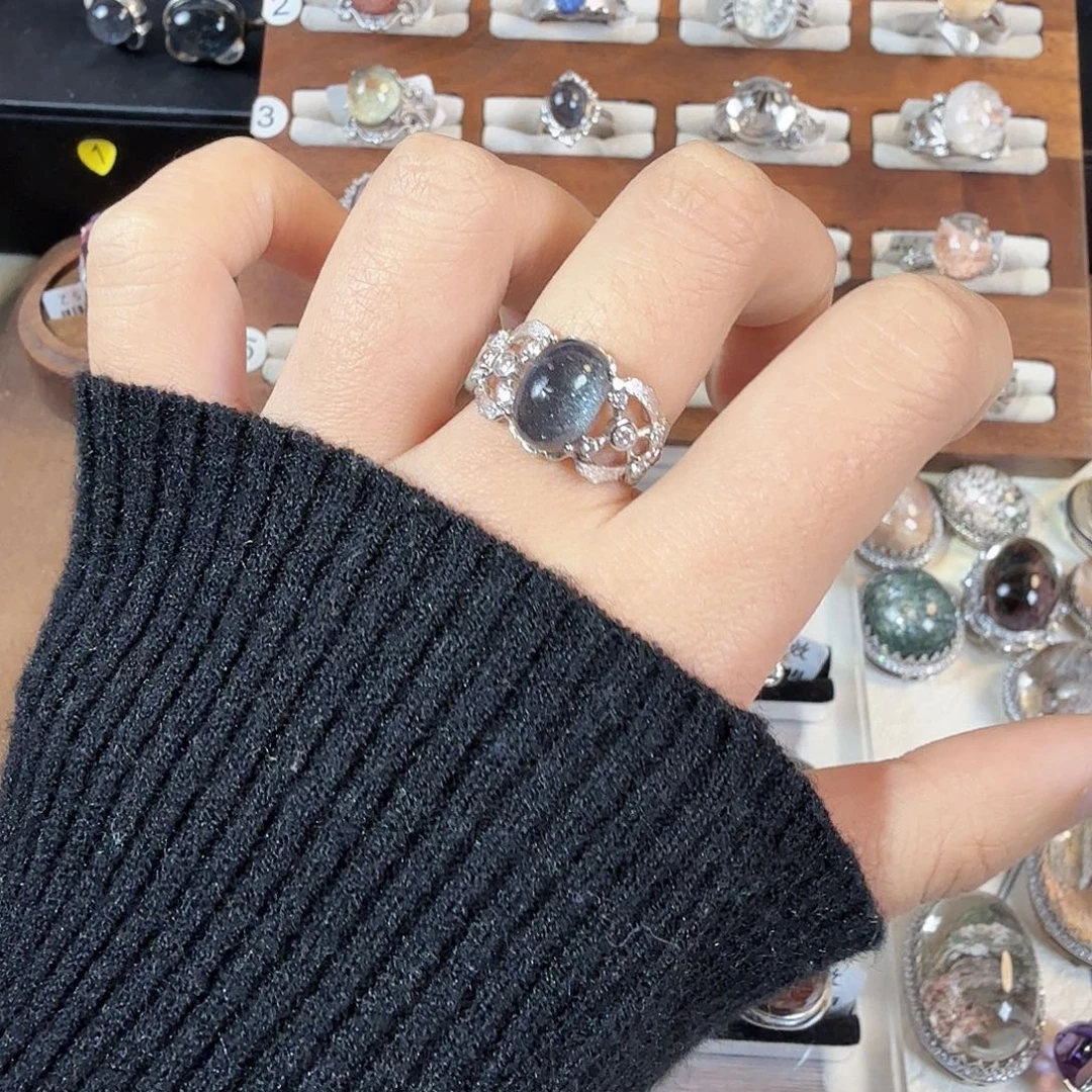 戒指银S925镶嵌水晶