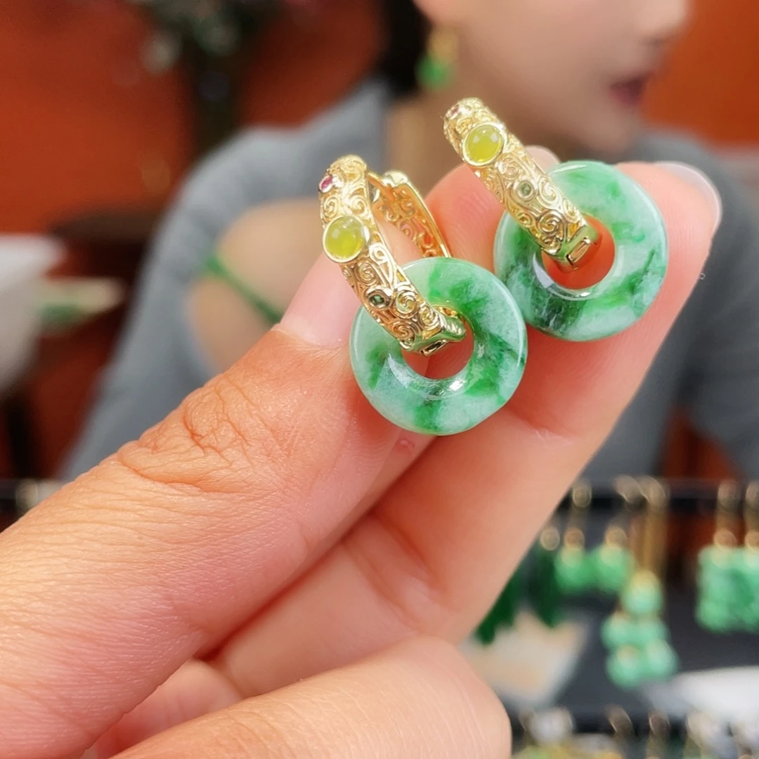 翡翠未镶嵌耳饰饰品