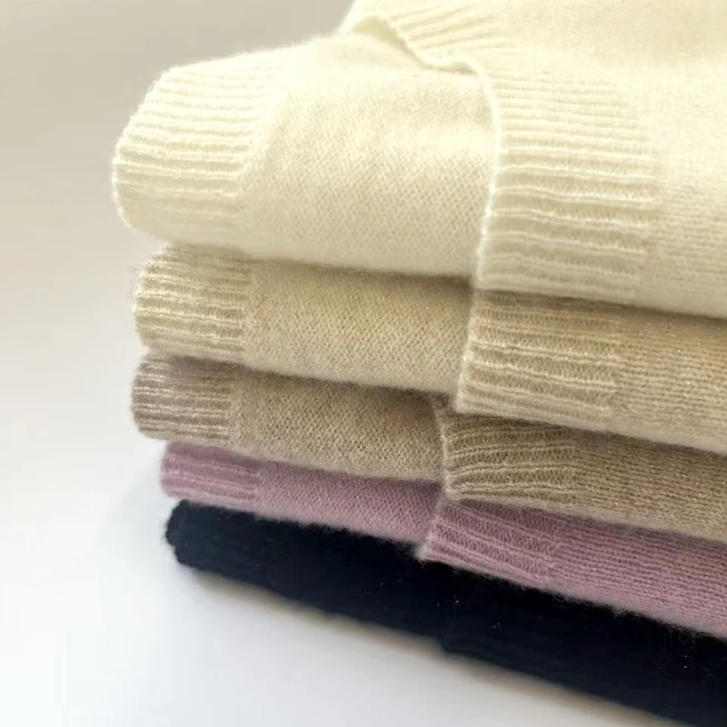 秋冬羊毛衫圆领纯色金银丝细闪打底衫外穿通勤简约上衣内搭针织衫