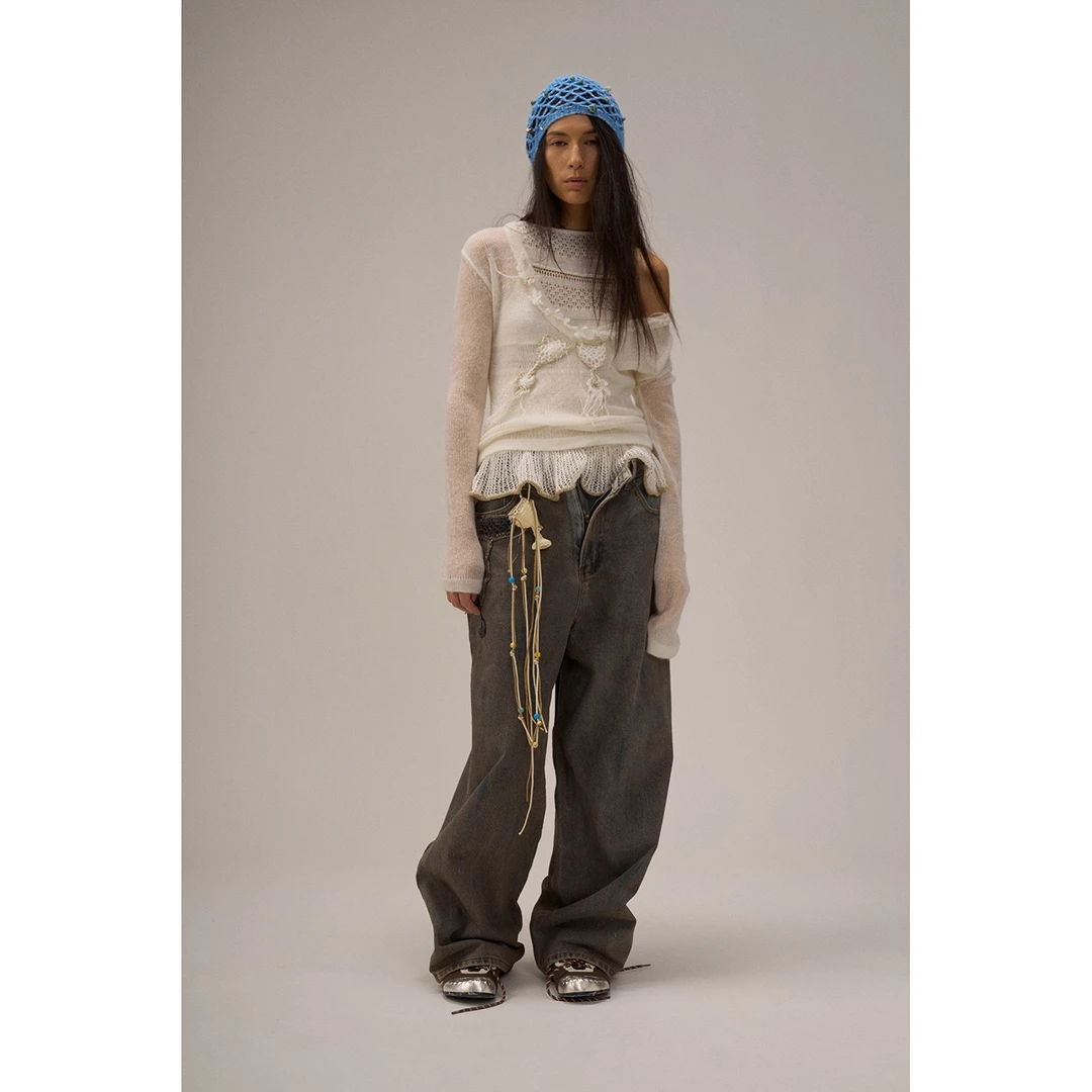 SHELLE ARTISTE 设计师品牌 25秋冬新品 V领手钩花毛衣 SOLSOL