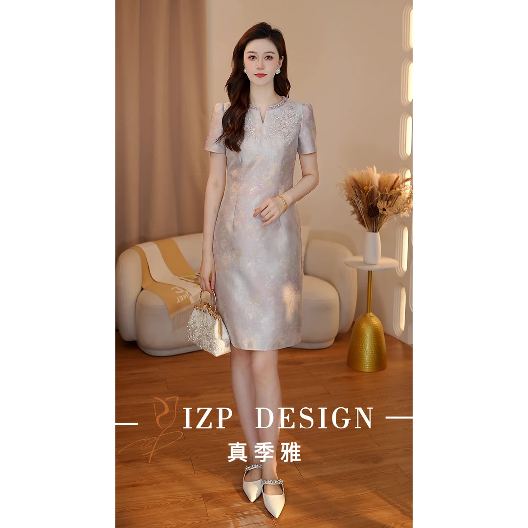 【现货】IZP【夏季新款】真季雅<幻彩琉璃>新中式国风连衣裙 PO73791