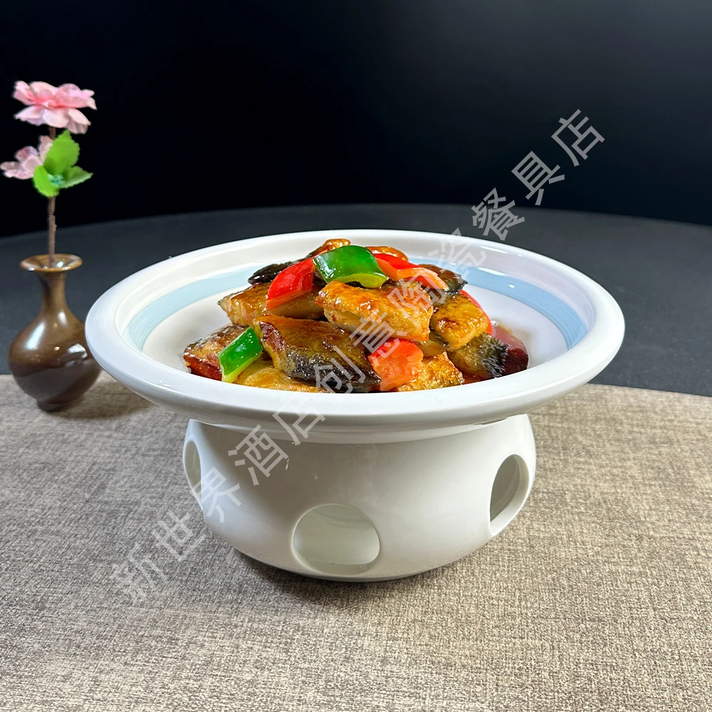 经典行云流水圆形白瓷保温明炉商用家用盘子餐具品质好物高档餐具