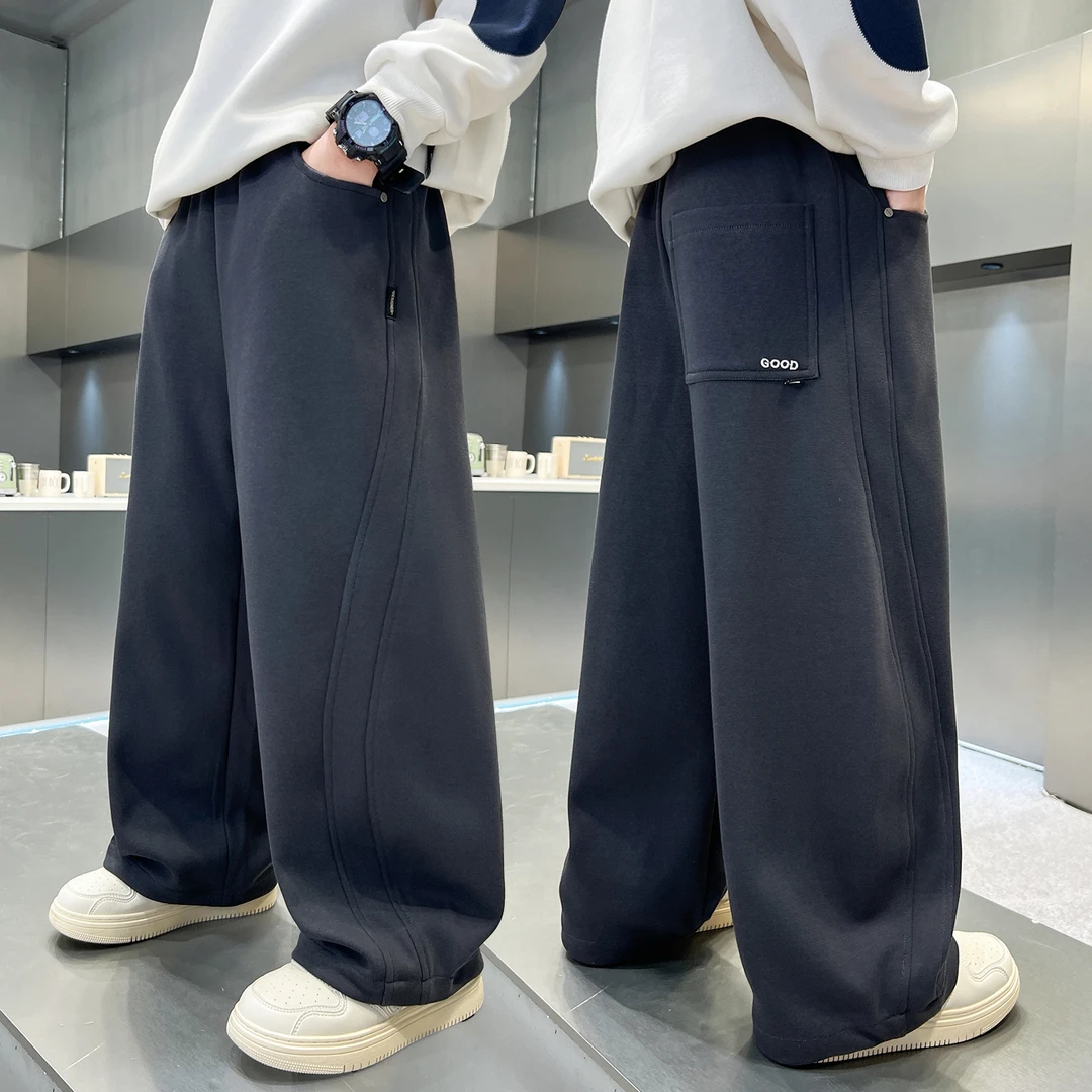 男童春秋款裤子2025新款中大童秋装宽松男孩秋季儿童运动针织卫裤