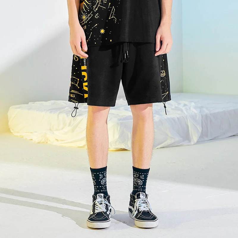 LAMLICKA烫金印花短裤男针织五分裤休闲抽绳运动卫裤