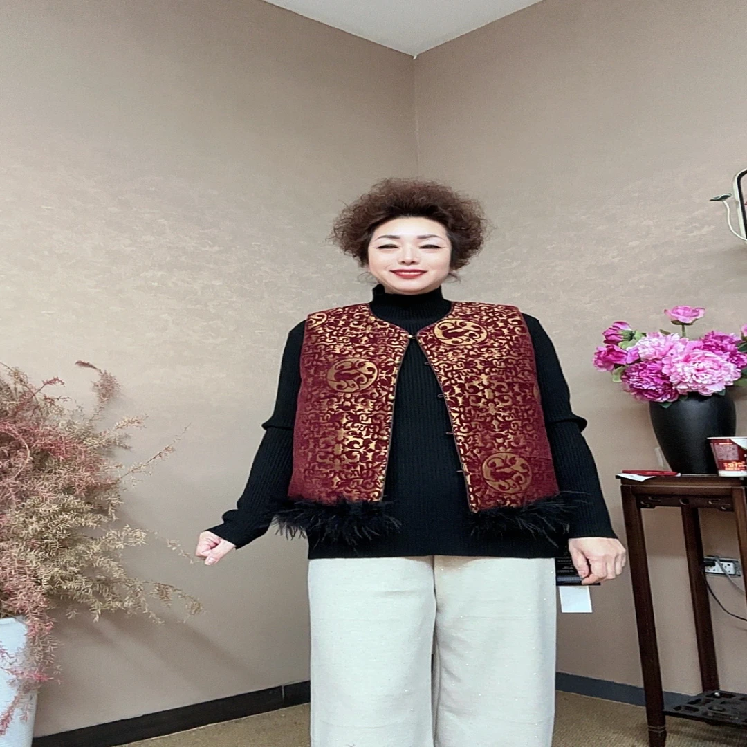 三姐家时尚百搭毛边二棉马甲