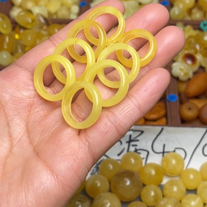 蜜蜡未镶嵌珠宝奇石天然蜜蜡戒圈随机发一个