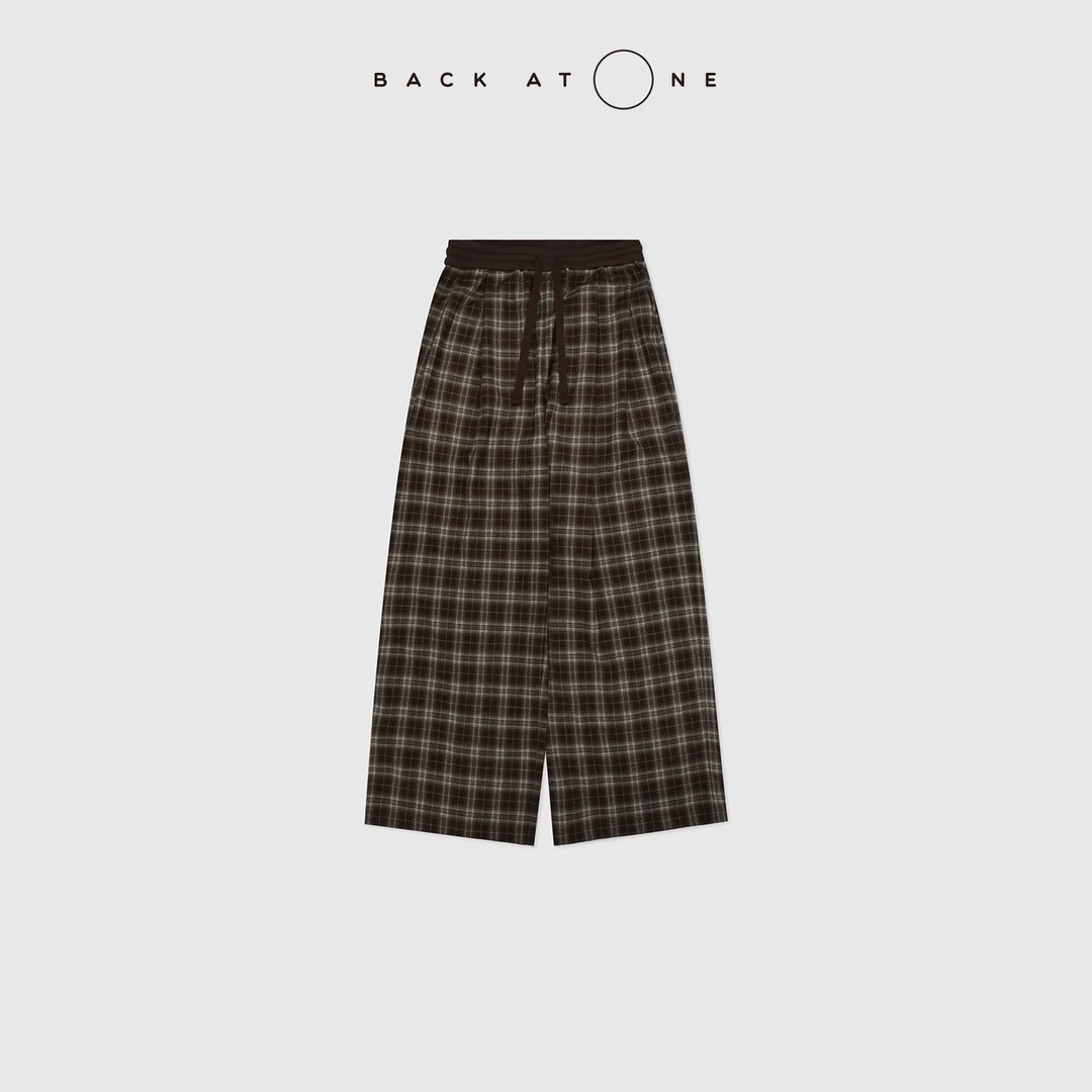 BACKATONE“幸福威化” 时尚百搭休闲时髦咖格休闲裤 BFF-2BI426Q-K