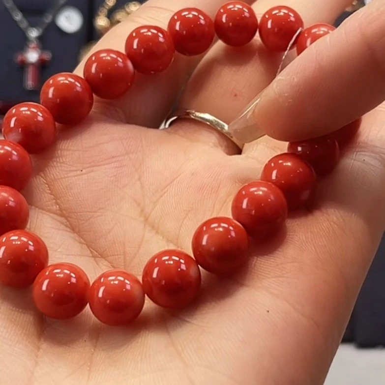 天然宝石红珊瑚手串