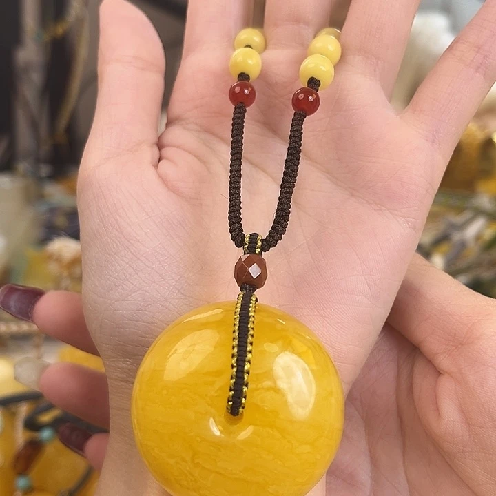 裸石琥珀未镶嵌平安扣28.2g