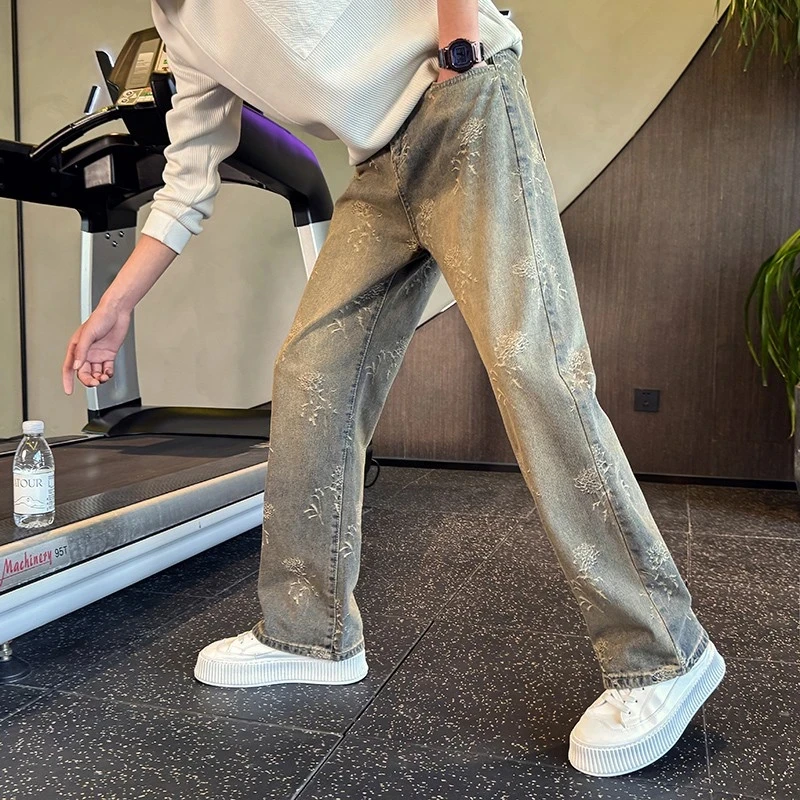 仓石一树直筒牛仔裤男装痞帅百搭弯刀裤2025新款潮流宽松休闲裤子